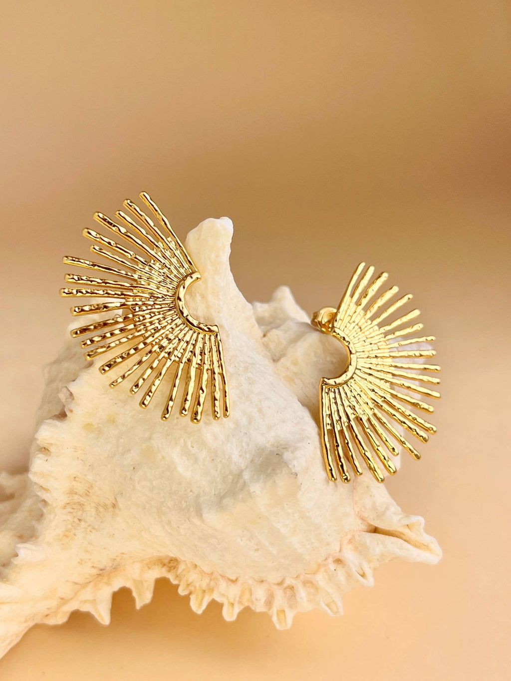 Boucles d’Oreilles Rayons de Soleil en Acier Inoxydable Doré
