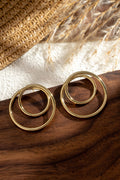 Boucles d’oreilles dorées doubles anneaux acier inoxydable